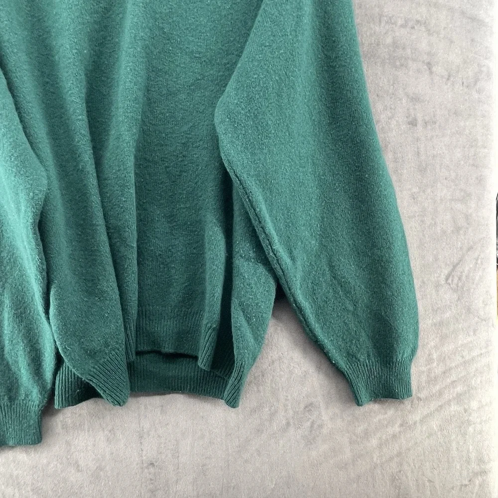 Vintage Club Room 100% Lambswool Green V-Neck Sweater Mens Size L Rare